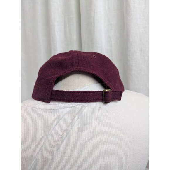 Wool blend burgundy baseball cap, plain, good condition, one size fits most S15 - Picture 3 of 5
